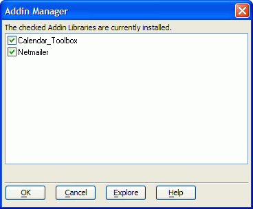 Addin Manager Dialog Box